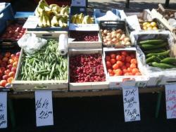 Fresh farm produce from the farmers market in Aarhus, Denmark.